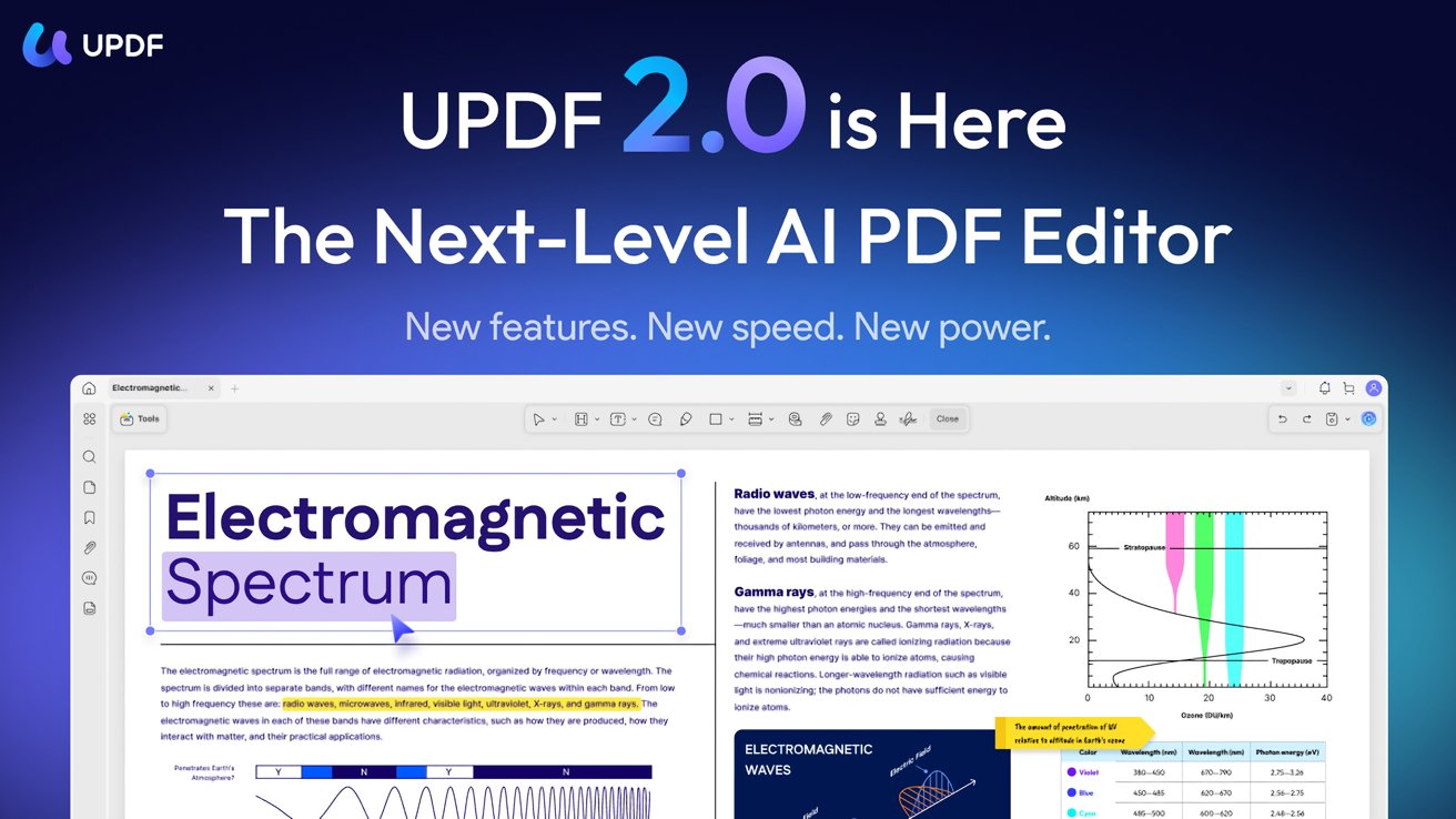 UPDF 2.0 是下一个级别的 AI PDF 编辑器,可在所有平台上使用,现已推出
