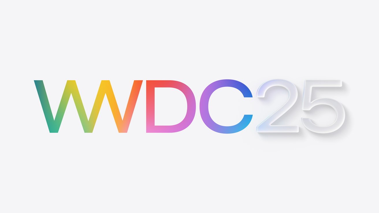 Colorful gradient text reads WWDC25 on a white background.