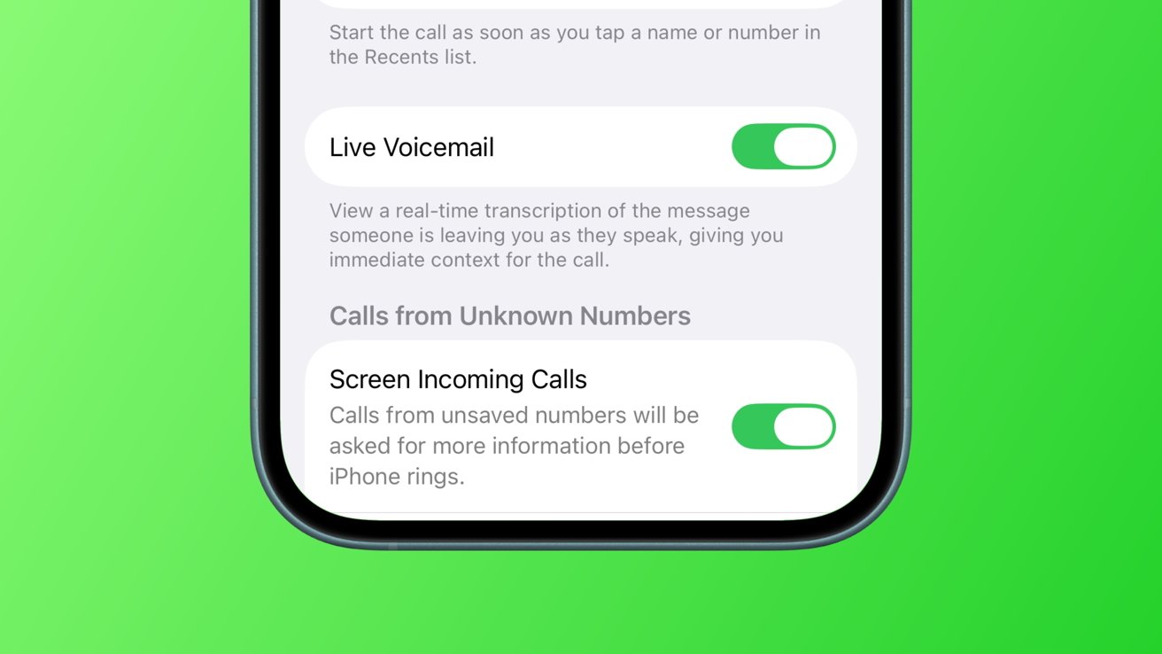 iOS 26增加了语音信箱垃圾短信过滤功能和新的筛选工具。